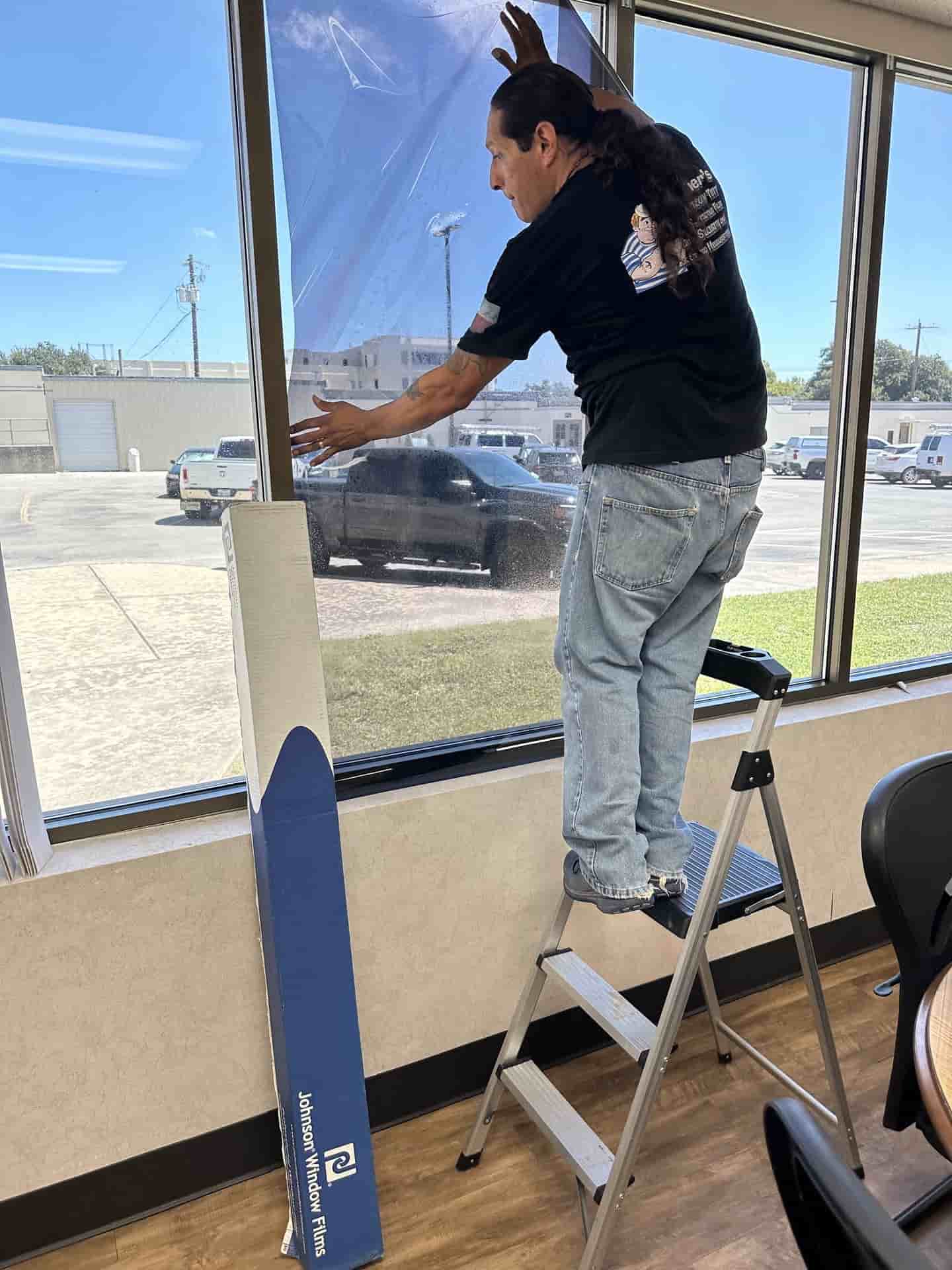 office film on ladder