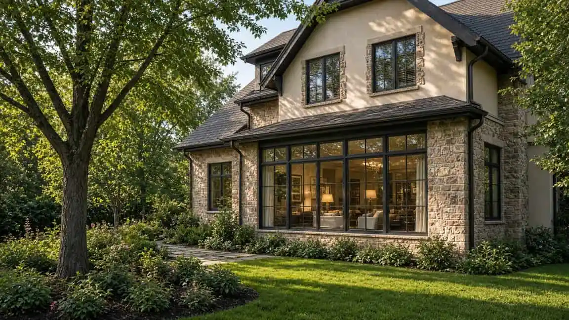 A house with large living-room windows