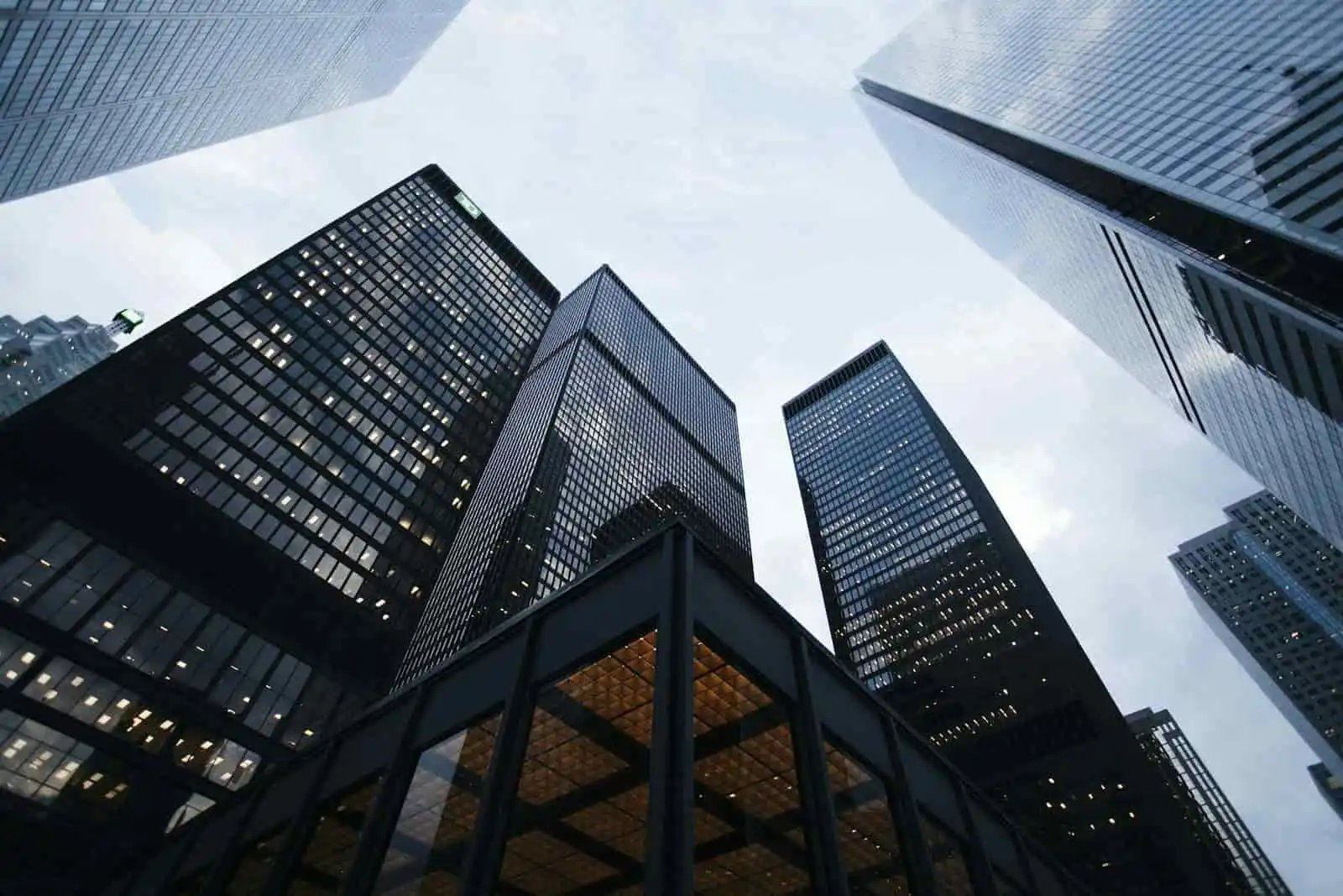 Dark glass office towers