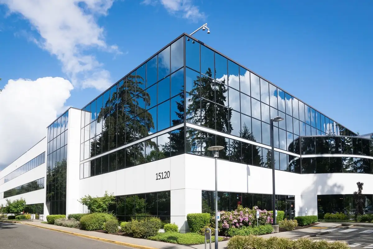 Commercial building with glass walls